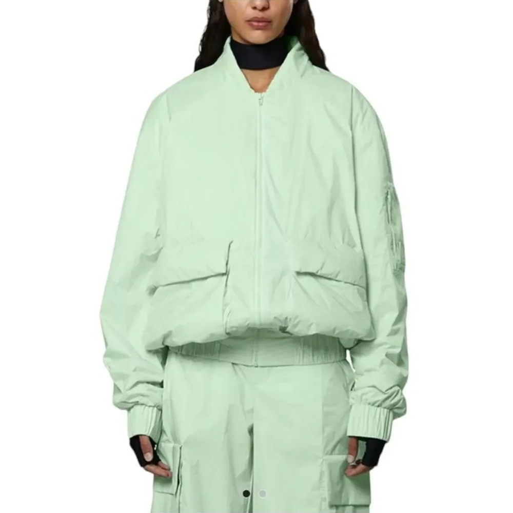 RAINS Fuse Bomber Jacket Mineral Mint Green Waterproof Insulated XS NEW #2